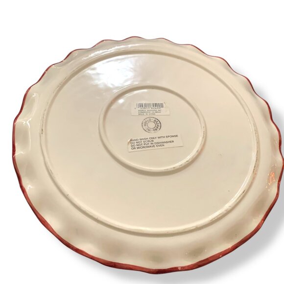 Vintage World Bazaar Large Ceramic Peppermint Swirl Bow Tie Cake Holder Holidays - Picture 7 of 8